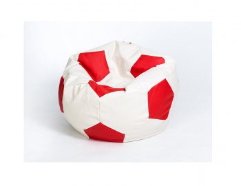 Кресло-мешок Мяч большой Экокожа бело-красное в Тюмени - tyumen.mebel-74.com | фото