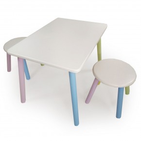 Детский комплект стол и два табурета круглых  (Белый, Белый, Цветной) в Тюмени - tyumen.mebel-74.com | фото