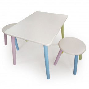 Детский комплект стол и два табурета круглых с накладкой Алфавит (Белый, Белый, Цветной) в Тюмени - tyumen.mebel-74.com | фото
