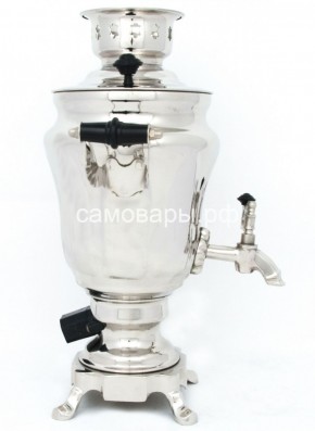 Электрический самовар из латуни никелированный на 1,5 литра форма "Тюльпан" с защитой от выкипания в Тюмени - tyumen.mebel-74.com | фото