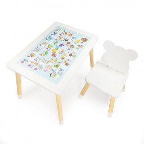 Комплект детской мебели стол и стул Мишутка с накладкой Алфавит (Белый/Белый/Береза) в Тюмени - tyumen.mebel-74.com | фото