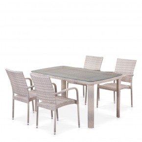 Комплект плетеной мебели T256C/Y376C-W85 Latte (4+1) + подушки на стульях в Тюмени - tyumen.mebel-74.com | фото