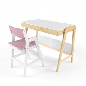 Комплект растущий стол и стул с чехлом 38 попугаев «Вуди» (Белый, Белый, Розовый) в Тюмени - tyumen.mebel-74.com | фото