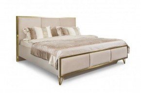 Кровать Lara 1600 с мягким изголовьем + основание (бежевый глянец) в Тюмени - tyumen.mebel-74.com | фото