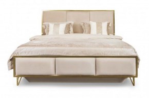 Кровать Lara 1600 с мягким изголовьем + основание (бежевый глянец) в Тюмени - tyumen.mebel-74.com | фото