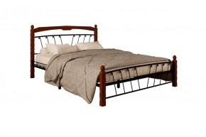 Кровать "Муза 1" КМД10 Черная (1600*2000) (ножки-махагон) с коваными изделиями в Тюмени - tyumen.mebel-74.com | фото