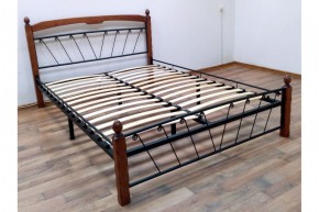 Кровать "Муза 1" КМД10 Черная (1600*2000) (ножки-махагон) с коваными изделиями в Тюмени - tyumen.mebel-74.com | фото