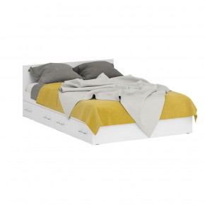 Кровать с ящиками 1400 + Пенал Стандарт, цвет белый, ШхГхВ 143,5х203,5х70 + 45х52х200 см., сп.м. 1400х2000 мм., без матраса, основание есть в Тюмени - tyumen.mebel-74.com | фото