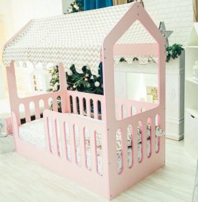 Кровать-домик без ящика 800*1600 (Розовый) в Тюмени - tyumen.mebel-74.com | фото