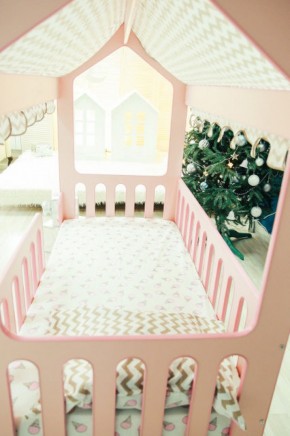 Кровать-домик без ящика 800*1600 (Розовый) в Тюмени - tyumen.mebel-74.com | фото