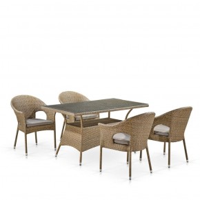 Обеденный комплект плетеной мебели T198B/Y79B-W56 Light Brown (4+1) в Тюмени - tyumen.mebel-74.com | фото