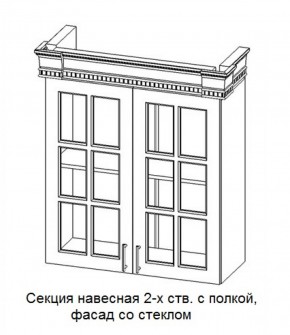 Секция навесная 2-х ств. с полкой "Верона", фасад со стеклом (800) в Тюмени - tyumen.mebel-74.com | фото