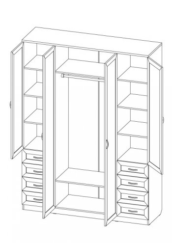 Шкаф для белья со штангой, полками и ящиками арт. 112 в Тюмени - tyumen.mebel-74.com | фото