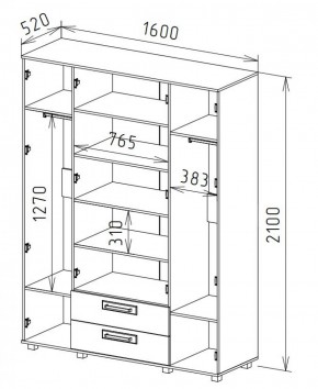 Шкаф 4-х дверный с ящиками М-1 Серия Вега в Тюмени - tyumen.mebel-74.com | фото
