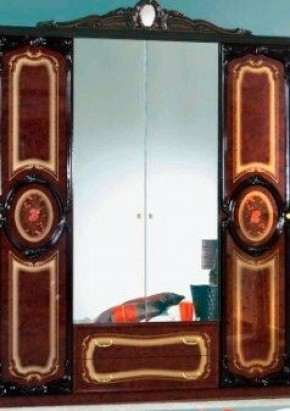 Шкаф 4-х дверный с зеркалами (01.144) Роза (могано) в Тюмени - tyumen.mebel-74.com | фото