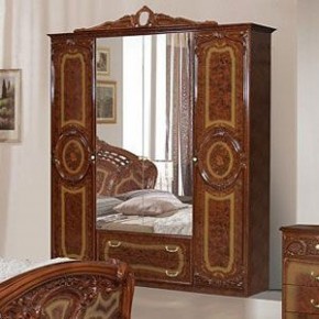 Шкаф 4-х дверный с зеркалами (01.144) Роза (орех) в Тюмени - tyumen.mebel-74.com | фото