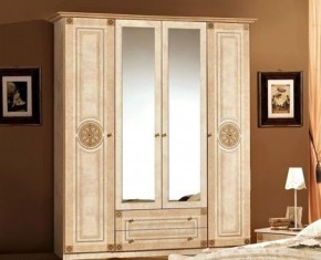 Шкаф 4-х дверный с зеркалами (02.144) Рома (беж) в Тюмени - tyumen.mebel-74.com | фото