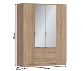 Шкаф 4х дверный с зеркалами Николь СБ-2595/1 (Дуб Сонома) в Тюмени - tyumen.mebel-74.com | фото