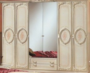 Шкаф 6-и дверный с зеркалами (01.146) Роза (беж) в Тюмени - tyumen.mebel-74.com | фото