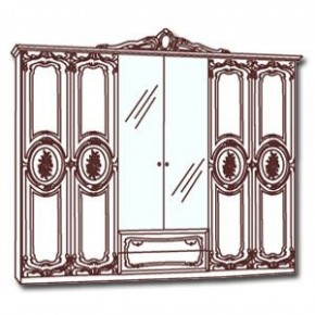 Шкаф 6-и дверный с зеркалами (01.146) Роза (могано) в Тюмени - tyumen.mebel-74.com | фото