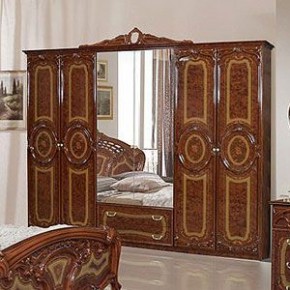 Шкаф 6-и дверный с зеркалами (01.146) Роза (орех) в Тюмени - tyumen.mebel-74.com | фото