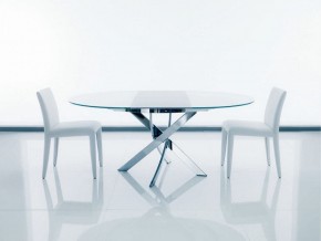 Стол BARONE (01.92) G093 хром/С150 э-бел. гл. стекло, L021алюм.вставка в Тюмени - tyumen.mebel-74.com | фото