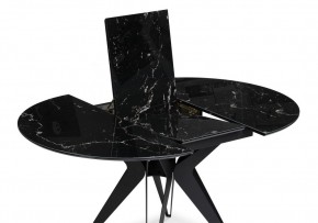 Стол стеклянный Рикла 110(150)х110х76 черный мрамор / черный в Тюмени - tyumen.mebel-74.com | фото