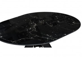 Стол стеклянный Рикла 110(150)х110х76 черный мрамор / черный в Тюмени - tyumen.mebel-74.com | фото